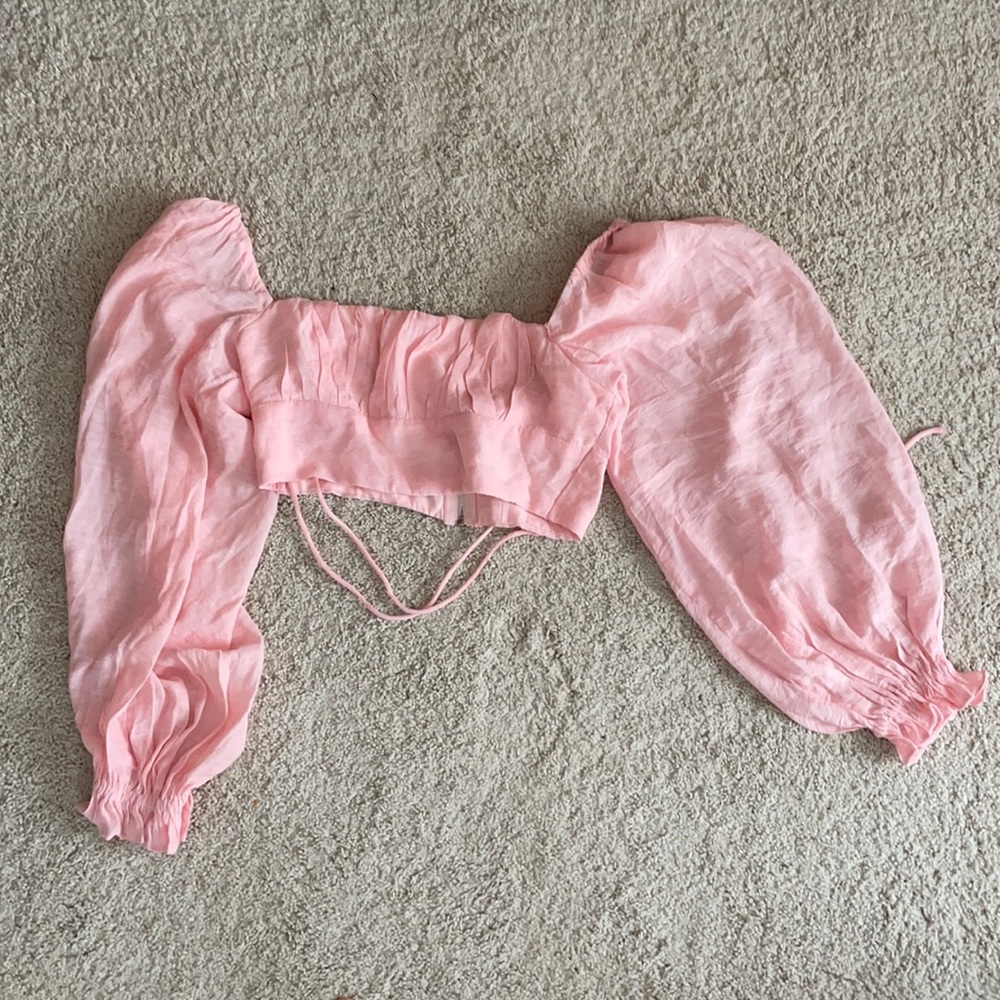 pink crop blouse